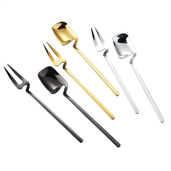 

wall hanging fork spoon stainless steel gold-plated coffee ice-cream fruit forks spoons new pattern with different color 3 52mx j1