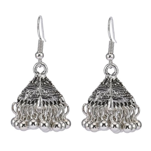

statement triangle birdcage earrings - jhumka jhumki hook earrings bohemian beaded dangle earrings gift for women ladies, Golden