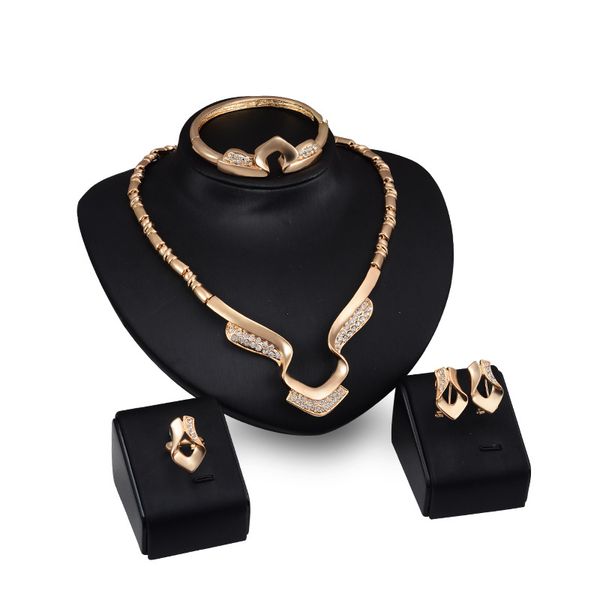 

earrings & necklace hc nigerian classic jewelry set bride bracelet ring earring for middle east african fashion women gold f, Silver