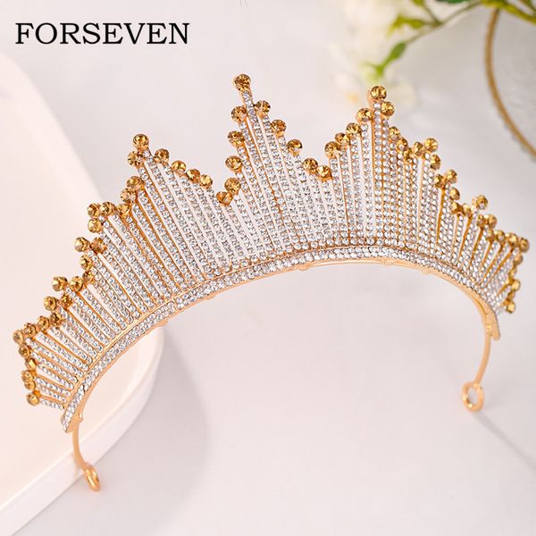 

wedding hair accessories gold rhinestone bridal crown tiara princess diadem wedding crown headpiece handmade bridal hair jewelry, Golden;white
