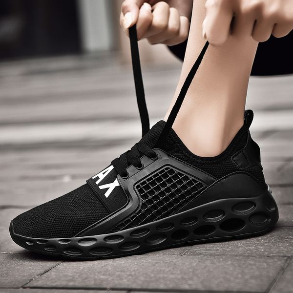 

light running shoes casual women men sneakers letter air mesh breathable sport shoes hollow sole plus size trainers black