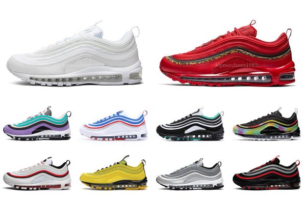 

2019 new arrival with box 97 mens womens running shoes cushion silver gold sneakers athletic designers sports outdoor shoes airsneakers