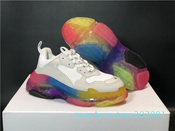 

designer triple s casual shoes men green triple s sneaker women leather casual shoes low lace-up casual flat shoes s01, Black