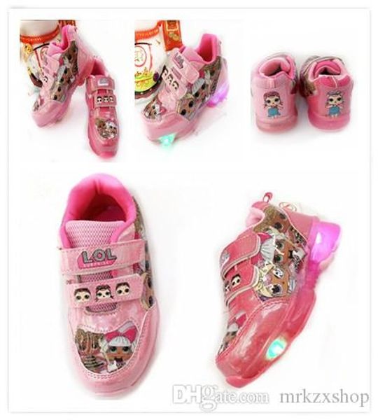 

2019 new 6 et lot baby girl led light hoe anti lip port boot kid neaker children cartoon doll hoe dhl zx009