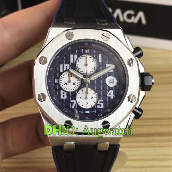 

new luxury watch satch chronograph quartz movement mens designer watches 42mm 316l stainless steel case black rubber band montre de luxe, Slivery;brown