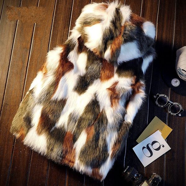 

fashion 2020 men faux fur vest winter camouflage hooded zipper sleeveless jacket outerwear male casual slim warm waistcoat m-2xl, Black;white