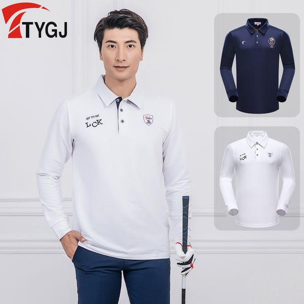 

mens golf apparel long sleeve shirt sports uniforms spring and autumn long sleeve t-shirt breathable pullovers plus size, Black;blue