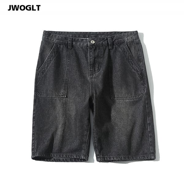 

sinple design harajuku vintage summer new men's short jeans fashion casual stright black blue cotton denim shorts 4xl 5xl