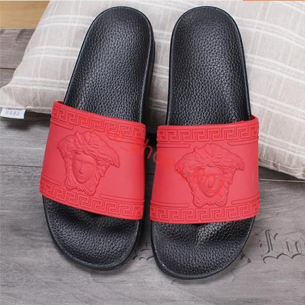 

brand men beach slide sandals scuffs slippers mens l black white red gold beach fashion slip-on designer sandals designer slippers