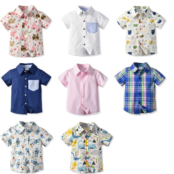 

wholesale boys clothes cartoon print shirts designed for boys cute candy color dragons bunny cats fashion blouse 7 styles b94, White;black