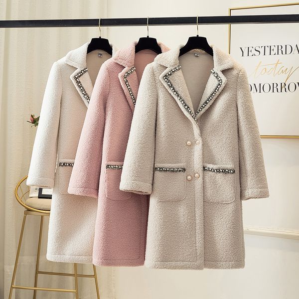 

women's wool & blends 2021 autumn and winter casual fashion women jacket loose plus solid color wavy side with coat ladies vintage outw, Black