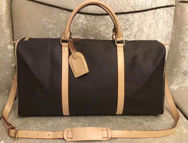

2020 men duffle bag women travel bags hand luggage luxury designer travel bag men pu leather handbags large cross body bag totes 55cm