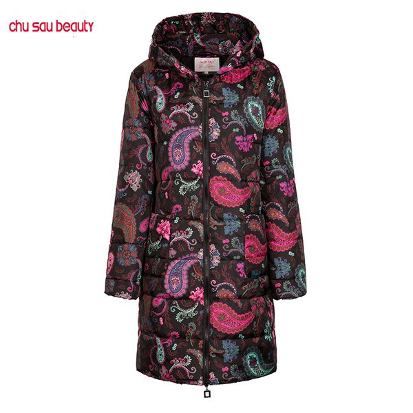 

winter jacket women 2019 thicken warm cotton-padded long coat women winter hooded print parka outwear plus size female cz1923 y190926, Black;white