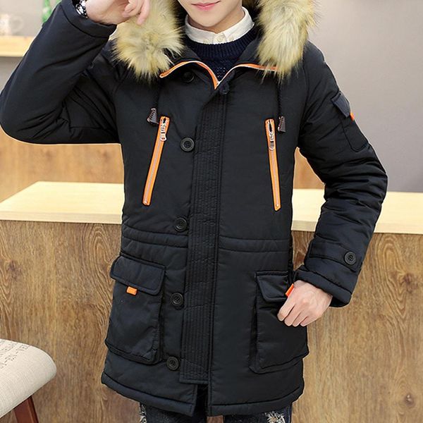

men winter parka warm plush long sleeve hooded winter jacket coat erkek mont green black navy blue overcoat abrigo hombre s-3xl