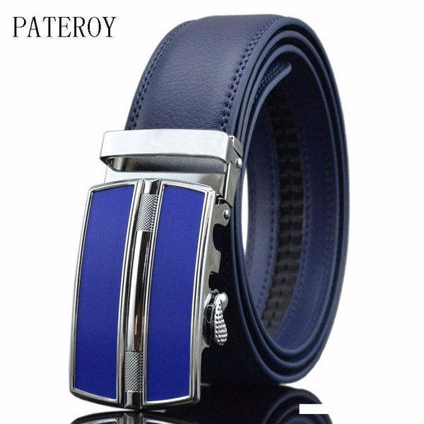 

pateroy] designer belts men genuine leather belt mens belts luxury ceinture homme luxe marque blue automatic kemer, Black;brown