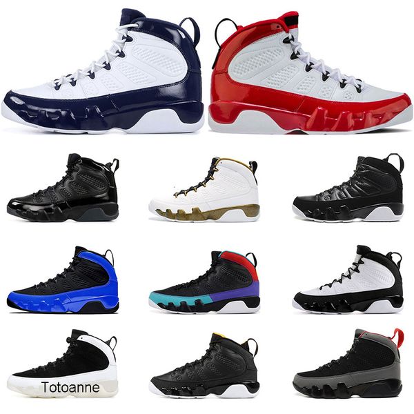 

2020 men basketball shoes 9s gym red dream it do it unc black white statue athletic sports sneaker size 7-13
