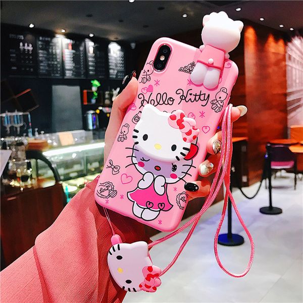 

cute cartoon hello kitty phone case for iphone 6 6s 7 8 plus x xs max xr soft silicone pink doll back cover