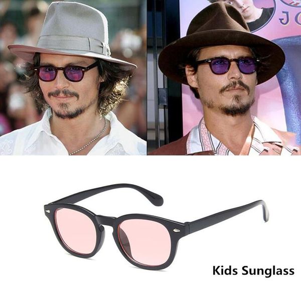 Occhiali da sole per bambini stile Johnny Depp Ragazzi e ragazze Occhiali da vista retrò Montatura per occhiali ottici per bambini Lente trasparente okulary
