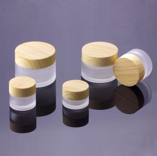 

frosted clear 5g 10g 15g 30g 50g 100g empty cosmetic jars makeup cream face containers skin care packing bottles with wood grain cap