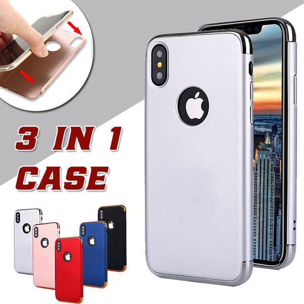 

3 in 1 plating electroplating hard plastic pc cover frosted armor matte case anti-knock for iphone 11 pro max xs xr x 8 7 6 6s plus