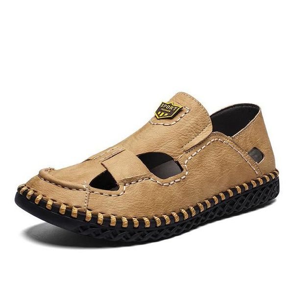 

new mens sandals leather beach sandals mens casual shoes summer breathable men's shoes size 39-48, Black