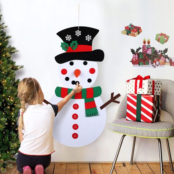 

diy felt christmas tree snowman with ornaments kids toys christmas party decoration new year c
