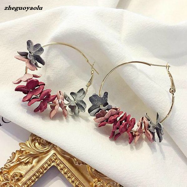 

korean version of the popular personality fashion temperament jewelry wild net red cloth flower long earrings statement earrings, Silver