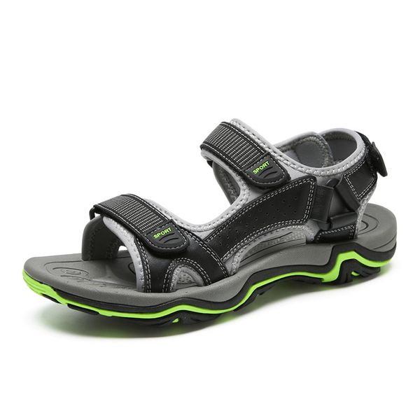

sandals fashion summer leisure beach men shoes male leather casual genuine, Black