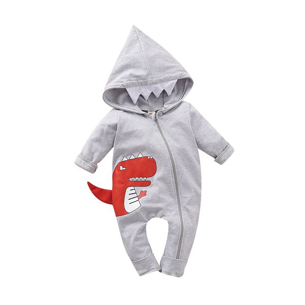 

newborn baby boys girls dinosaur romper hoodie jumpsuit cotton long sleeve onesies baby outfit clothes, Blue