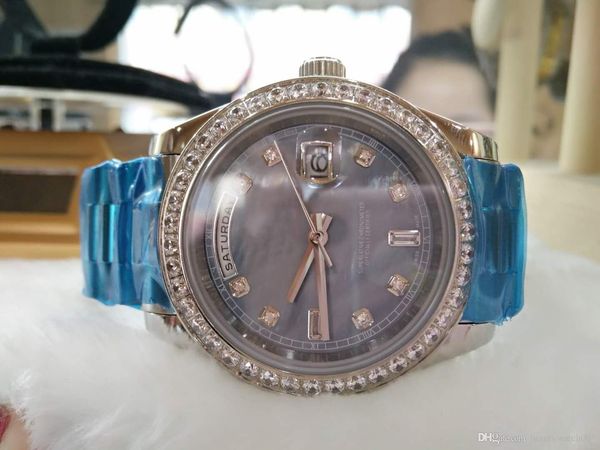 

sella stainless 2019 40mm luxury mens automatic movement watch new mechanical sports steel diamond black watches wristwatches eirvs, Slivery;brown