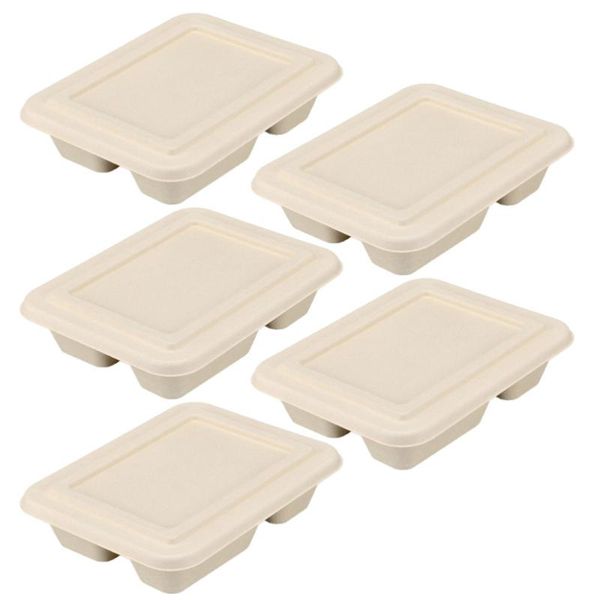 

storage bottles & jars 5pcs 800ml disposable pulp lunch box biodegradable takeout containers eco-friendly doggy boxes with lid for home kitc