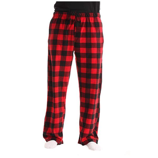 

klv pants men's home casual loose pants classic plaid pocket trousers sleep dad's elastic waist christmas holiday, Black