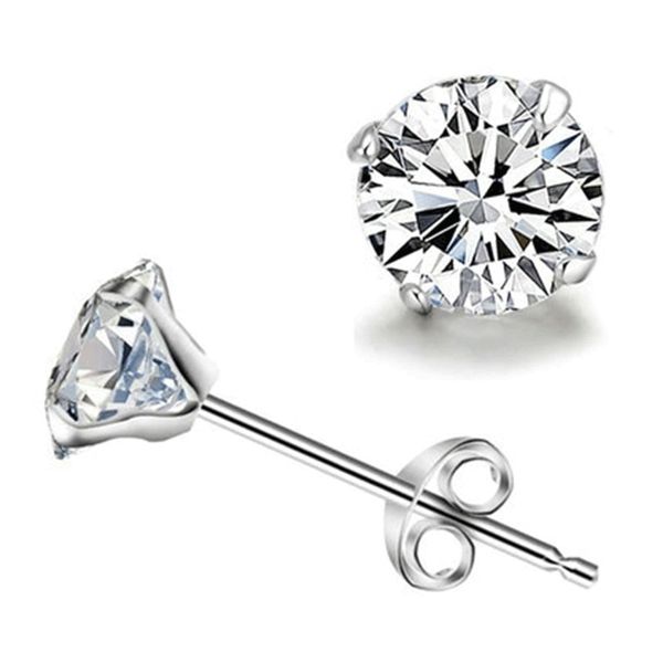 

simple female pendientes 925 sterling silver four round circle zircon stud earrings for women men jewelry gift oorbellen, Golden;silver