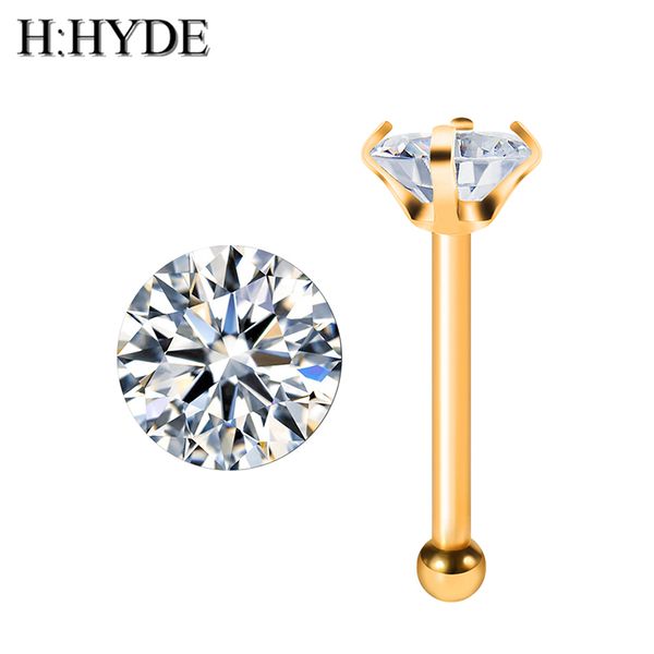 

h:hyde gold color crystal surgical steel nose ring piercing nez piercing nose clip stud cartilage nariz body jewelry, Slivery;golden