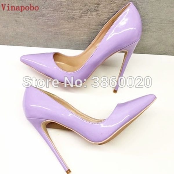 

vinapobo new patent leather ladies purple shoes pointed toe wedding shoes women pumps fashion high heel size 35-43 zapatos mujer, Black