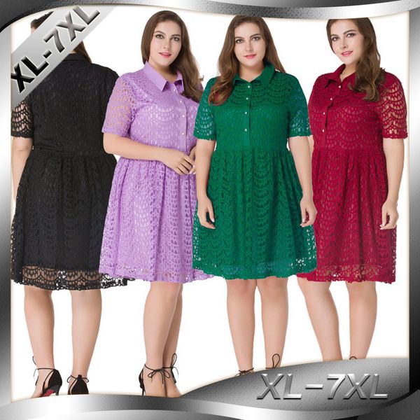 

ins spring and summer european and american square collar slim-fit short-sleeved dress womens mid-length lace hollow-out large swing elegant, White;black
