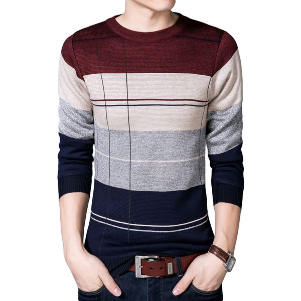 

cotton thin men's pullover sweaters casual crocheted striped knitted sweater men jersey clothes, White;black