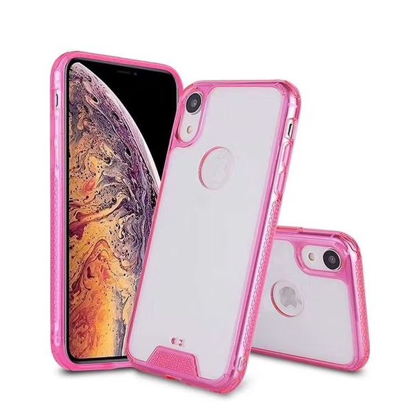 

for iphone xr xs max 6 7 8 x plus new crystal through acrylic cell phone case tpu+pc hard back phone cases