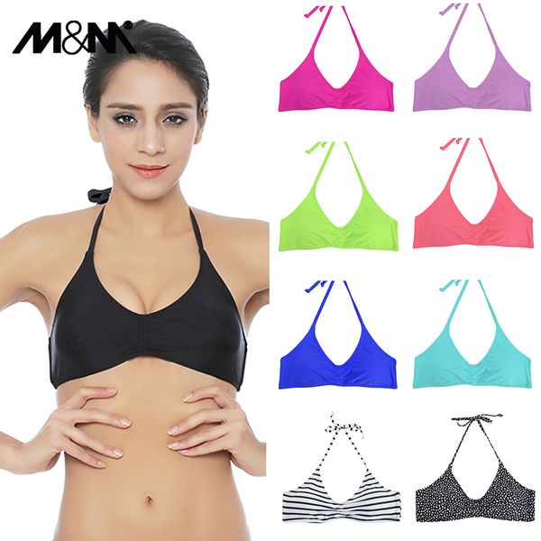 

m&m women girls push up bikini solid swimwear halter beach 2019 summer pad swim bra beach board shorts sport t610