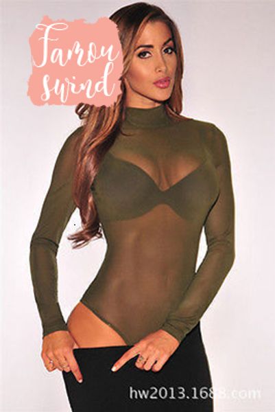 

блуза сексуальных женщин сплошной сетки с длинным рукавом водолазка сетка рубашка stretch прозрачный top drop доставка хорошее качество, White