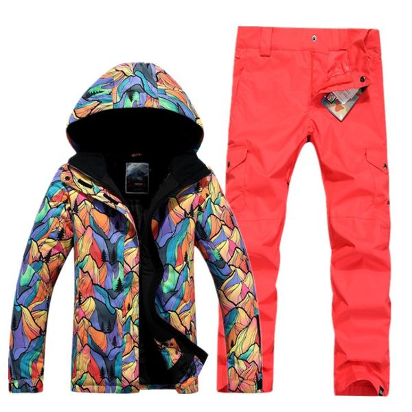 

new gsou snow double snowboard suit outdoor breathable warm windproof thick waterproof hiking snow ski suit