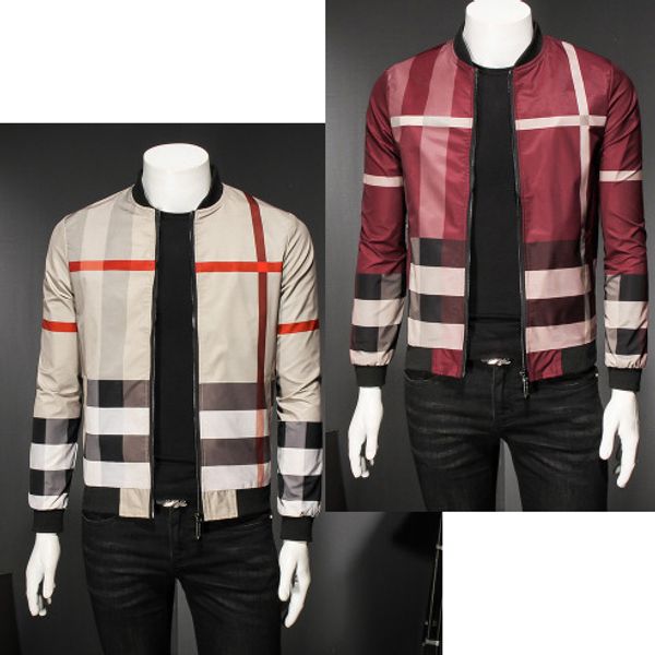 

mens designer jackets casual style stripe printing thin coat british style mens clothes fashion wholesale 4 colors optional asian size, Black;brown
