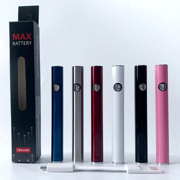 

Amigo Max Preheating Vape Battery 380mAh Preheat 510 Thread Battery E Cigarette VV Variable Voltage Vape Pen Battery For Oil Cartridges Cart