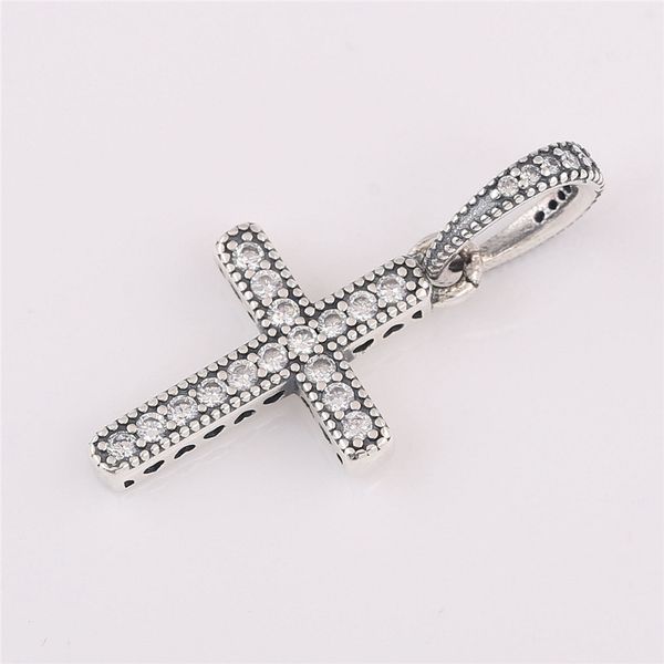 

fashion-925 sterling silver classic cross pendant, clear cz fit european necklace & bracelet jewelry