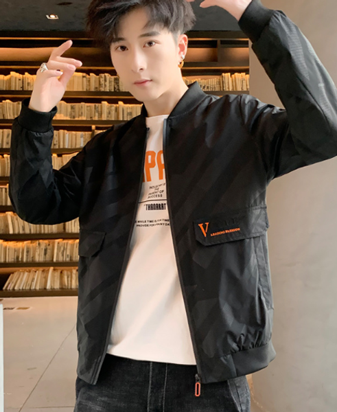 

men's jacket 2020 spring new style stand collar personalized embroidery flower jacket men's wild casual baseball uniform trend, Black;brown