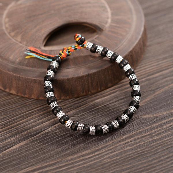 

tibetan lucky buddhist black coconut shell braided bracelets om mani padme hum meditation mens bracelet