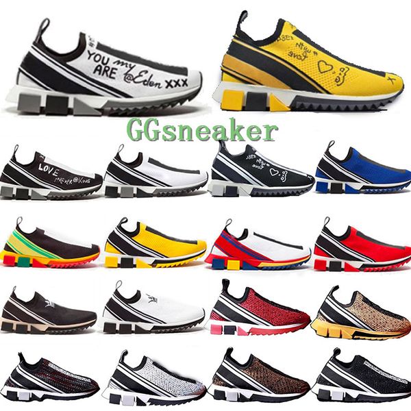 

2020 designer shoes sorrento sneaker knit casual shoes men fabric stretch jersey slip-on women rubber breathable casual sports trainer, Black