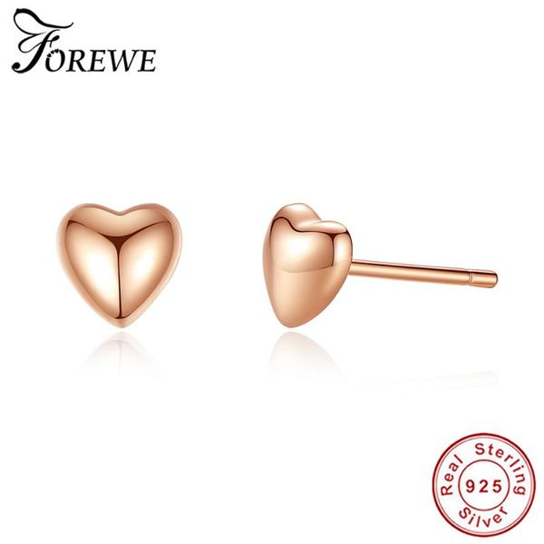 

100% 925 sterling silver engagement rose gold heart stud earrings for women girls sterling silver jewelry earrings wedding gifts, Golden;silver