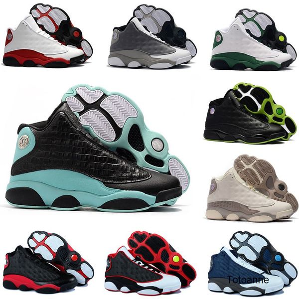 

13s island green bred mens basketball shoes 13 chicago flint navy blue cool gray black cat men women sports shoes sneakers size 7-13