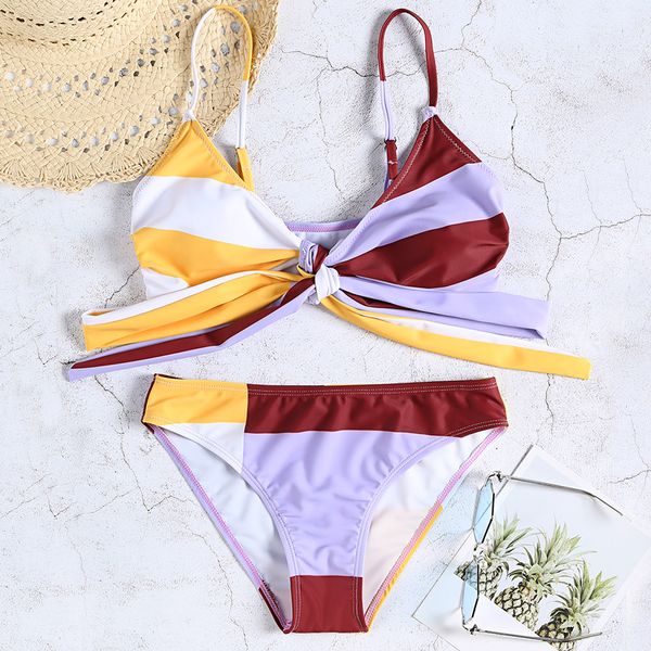 

women bikini set bathing suits summer strappy sleeveless color blocking padded sling design swimsuit swimwear, White;black